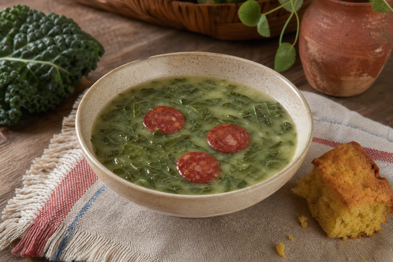 Caldo verde portugués, la sopa de patata y couve-galega del Minho